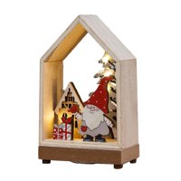 Božićni LED Drvena kuća užarena santa claus drvena kuća ukras za zabavu Početna Decre Decor Red Pinshui