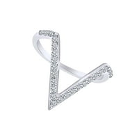 0. Carat okrugli bijeli prirodni dijamant V obljetnice za vjenčani prsten za vjenčanje u 14K bijeloj