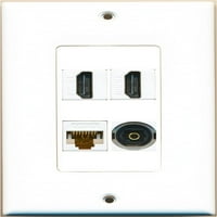 Helisicoil - Port HDMI Port Toslink Port Mač Ethernet bijeli zidni tanjur Dekorativni