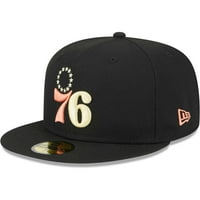 Muška nova era crna Philadelphia 76ers cvjetna strana 59fifty ugrađeni šešir