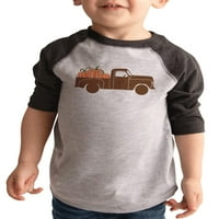 Ate Odjeća za djecu Happy Yandsviving majice - Bervin Vintage kamion - kamion od bundeve - mjeseci sive