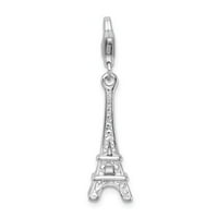 Mia Diamonds Sterling srebrna sa rodirani polirani Eiffelov toranj s kopčom za jastog šarma