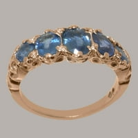 Britanci napravio je 9k ružin zlatni prirodni safir ženski prsten za opseg - Opcije veličine - veličina