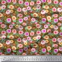 Soimoi ružičasta pamučna kambrična tkaninska od listova i cvjetni akvarelska tkanina od dvorišta široko