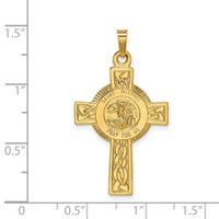 14k žuto zlato Saint Michael moli se za američke riječi Celtic Cross Privjesak 37x