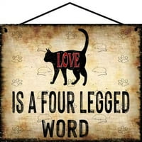 Vintage stil mačjski znak - Ljubav je četveronožna riječ, fulini mačiće ljubavnik Zidne umjetnosti,