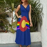 Kolorado LGBT zastave Ženska haljina bez rukava bez rukava Duboko V vrat Ležerne duge haljine
