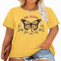 Majice leptira ANBECH Plus veličine za žene Grafički suncokret kratki rukav Ležerne prilike