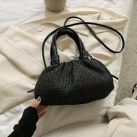 Toyella slama tkana torba za oblačnost Prijenosna torba na rame modna tkanina glasnička torba crna