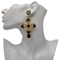 Lovelord 14K žuto zlato novi modni par vintage crni kristalni minđuše za žene ružičaste barokne boemske