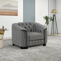 Sivi baršunasti tapecirani 41.5 Akcent kauč - moderni pojedinačni kauč sa gustim jastukom za prenosive
