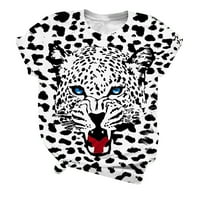 Bijela bluza za žene bluze za žene modna ženska moda slatka leopard pulover casual dna majica kratkih