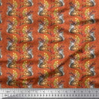 Limoi od lišća tkanine Soimoi Poly Georgette, cvjetna i vjeverica životinjskog tiskanog tkanine