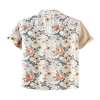 Merqwadd Men Estetic majica kratki rukav sa prekidačem za nagib niz vintage cvjetni kontrastni ispis