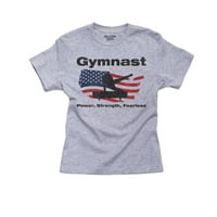 Gimnastna snaga snaga neustrašiva gimnastika grafički dječak pamučna mladost siva majica