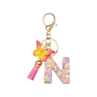 Haykey Cute ključni lanci za žene Djevojke, početno slovo Privjesci sa leptirom za tassel, šarm za torbe