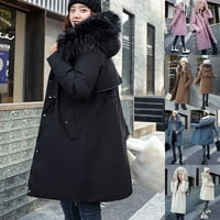 Ženska modna jesenina i zima tanka tanka srednjeg zadebljanja zadebljanja topline pamučna jakna, crna