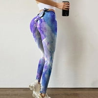 Guvpev ženske tiskane joga hlače Duksevi Slim Fit Sportski hip lift - XL