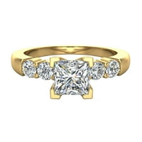 Princess Cut Diamond zaručnički prsten za žene 5-kameni prsten 0. CT 14K zlato