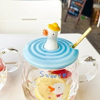 Šalica za staklenu kafu Prozirni čaj crtić rođendan poklon sok sa poklopcem i kašikom simpatične patke