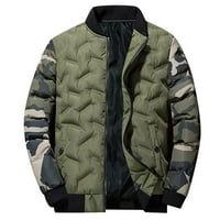 Muški kaput modna zimska odjeća dvostruki džep patentni zatvarač casual kapuljač bez dugih rukava zelena