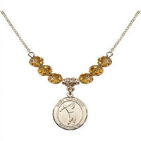 Ogrlica sa pozlaćenom zlatom Hamilton sa žutim studenim mjesecom rođenja Kamene perle i sveti sebastijski