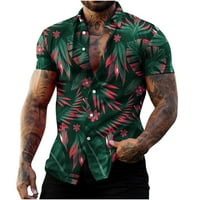 Miluxas polo majice za muškarce čišćenje muškaraca casual tipke Hawaii ispis partwdown kratka rukava