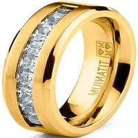Muški titanijum vjenčani band zaručni prsten veliki kubični-cirkonijski zlatnik