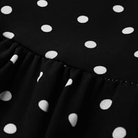 Haljine za žene Ljeto Leisure bez rukava okrugla izrez Ženska A-line Polka Dot ruff party crna haljina