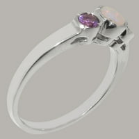 Britanci napravili tradicionalni čvrstih 9k bijeli zlatni prsten s prirodnim Opal i ametistom ženskim