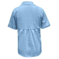 Lashall Womens V Crt Crt Crt dolje posteljina majica kratki rukav casual bluze Ljetni vrhovi