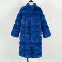 Ženske zimske kapute bez ruke dugi jakne dole Furry Furry Warm Jacke Oplaće sa džepovima Čvrsti ispis