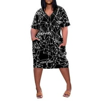 Yubatuo Womens Ljeto Ležerne prilike, haljina od labave majice Boho sa džepom Skraćene rukave V-izrez