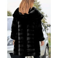 Zimski kaput za žene - dugi rukav elegantna moda Fau krznena jakna Cardigan Turtleneck Solid odjeća