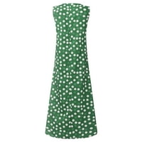 Haljine za žene žensko a-line maxi cvjetni bez rukava bez rukava izrez labavi modni haljine zelene s