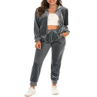 Žene Jesen Trackiots Solid Color patentni hoodie dukseri i duksevi za set odjeće za vježbanje ActiveWear