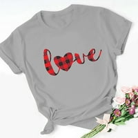 Termeek Plus veličine vrhova valentinovske majice za žene Ljubite srce Slatka bivola Plaid Love Heart