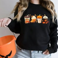 Halloween ženska casual grafički grafički dugi rukav posada za vrat izrez za pulover vrhova dukseva