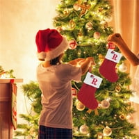 Božićne čarape viseći ukrasi, crvena slova pletena čarapa za božićne, domaće ukrase Pokloni poklone