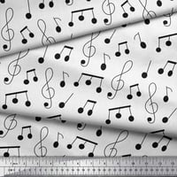 Tkanina od pamučne pamučne patke Soimoi White pamučne napomene Glazbeni instrument tiskani tkaninski