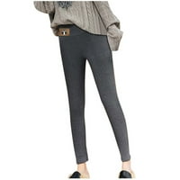 Termičke hlače za žene za zimske casual slim fit topla runo dugačke hlače sa džepom, sivom bojom