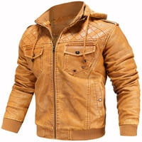 Muška kožna jakna i kaputi casual štand ovratnik Vintage PU FAU kožna zip-up motocikl bomber jakna s