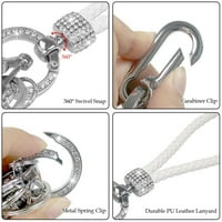 Pleteni ključ za ključeve D oblik Ključni prstenovi pom pom Carabiner Clip za kristalno blikovanje tipki