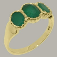 Britanci napravio je 10k žuto zlato prirodni smaragdni zaručnički prsten - Veličine opcije - Veličina