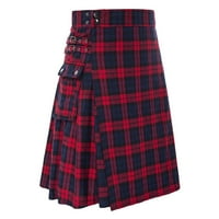 Muške casual pantalone Muške modne škotske stil Pleaid kontrastni džep u boji Pleased suknja
