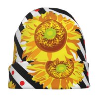 Cvijeće suncokreta na crnom Slouchy Beanie za žene Muškarci Stretch Sleep Hat Function Poklon Jesenska