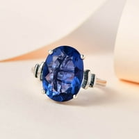 Trgovina LC color Promjena fluorita Plavi dijamant ovalni sterlijski srebrni platinati prsten za žene