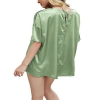 Sunitorske žene umjetna svila pidžamas Sleep odjeća okrugla vrata T-majice Kratke hlače Kućna habanje