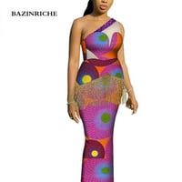 Dashiki Slash vrat Tassel Dugi ogrtači haljine jedno rame Afrička ženska odjeća za zabavu WY9764
