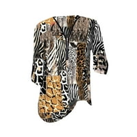 Booker Dressingy Bluze za žene V izrez na zipper narezinu košulje od tiskanih rukava s dugim rukavima